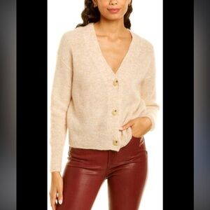 Vince featherweight ribbed cardigan Cream Mohair size small